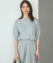 オータムメタリック パフスリーブ ニット Tシャツ