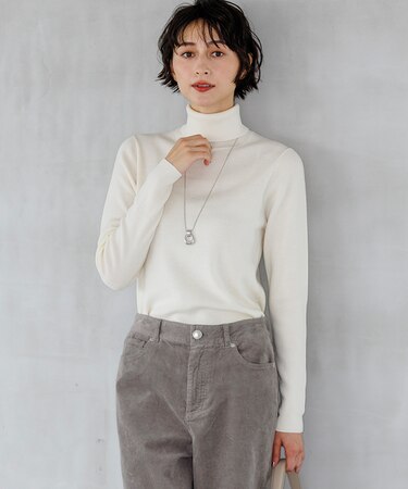 【CLASSY.・CanCam掲載】ウーステッドウール リブタートル ニット