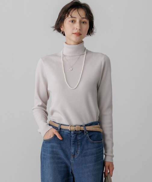 【CLASSY.・CanCam掲載】ウーステッドウール リブタートル ニット