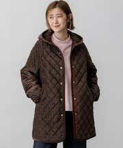 ベロアキルトフーディコート