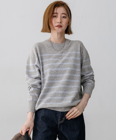 【見上愛さん着用/CLASSY.掲載】ピュアカシミヤ クルーネック ニット