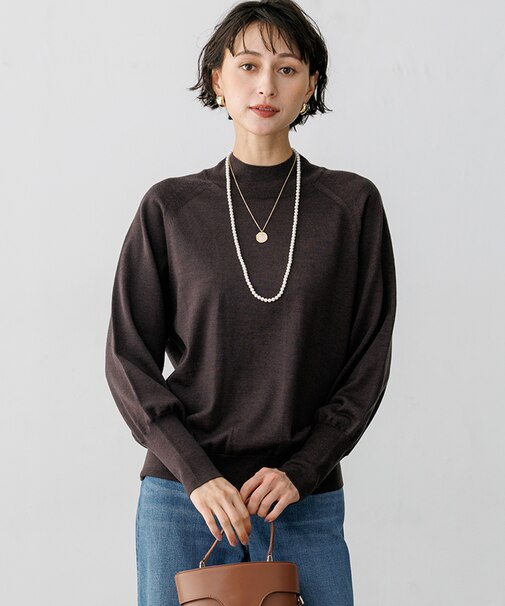 【CanCam掲載】ウーステッドウール パフスリーブ ハイネック ニット