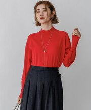 【CanCam掲載】ウーステッドウール パフスリーブ ハイネック ニット