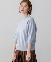 【Oggi・CLASSY.掲載】ピュアカシミヤ ハーフスリーブ ハイネック ニット