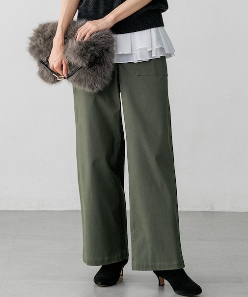 ピーチストレッチギャバ ワイドパンツ