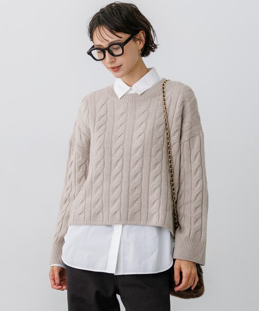 カシミヤブレンド ケーブル ニット