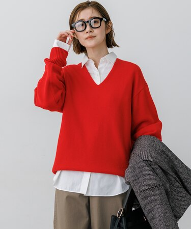 カシミヤブレンド Vネック ニット