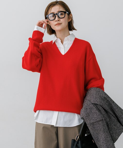 カシミヤブレンド Vネック ニット