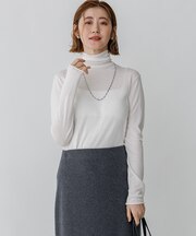 【CLASSY.掲載】スムージーコットン タートルネック ニット