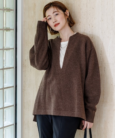 フェルティ キーネック ニットチュニック