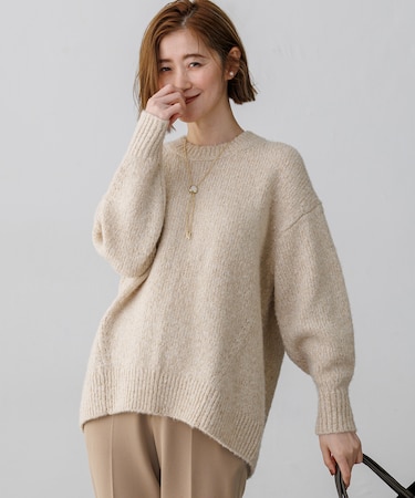 ラメシェニールファンシー クルーネック ニット