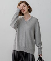 レースレイヤード Vネック ニット