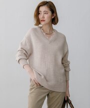 レースレイヤード Vネック ニット