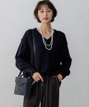 レースレイヤード Vネック ニット