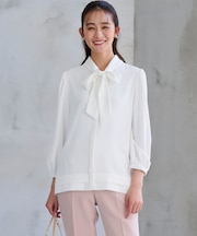 【KUMIKYOKU NAVY】ジョーゼットシフォン2WAY ボウタイブラウス
