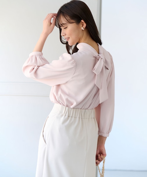 【KUMIKYOKU NAVY】ジョーゼットシフォン2WAY ボウタイブラウス