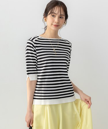 5分袖ニットＴシャツ