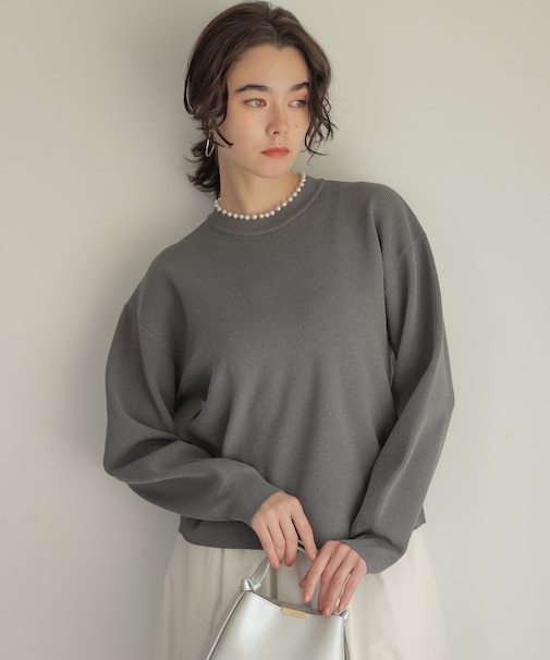 【WEB限定】パール釦畦ニット プルオーバー