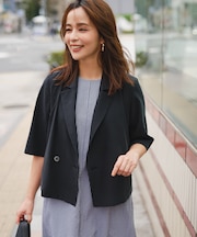 【加藤ローサさん着用】スムースクロス 6分袖ジャケット