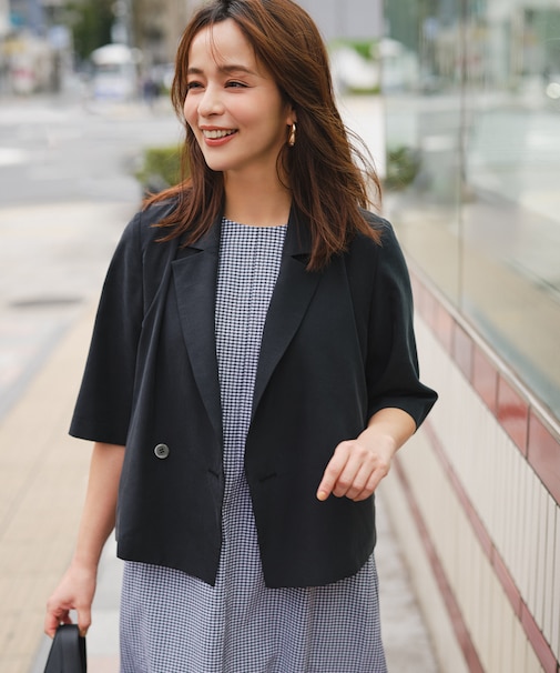 【加藤ローサさん着用】スムースクロス 6分袖ジャケット