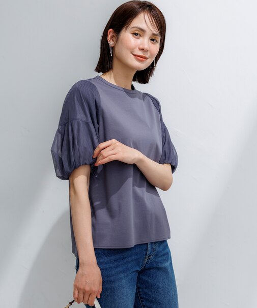 【WEB限定】コットンポンチ チュールコンビ カットソー