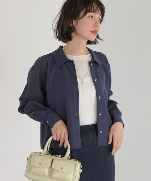 【WEB限定】フィブリルシャーティング  クロップドブラウス
