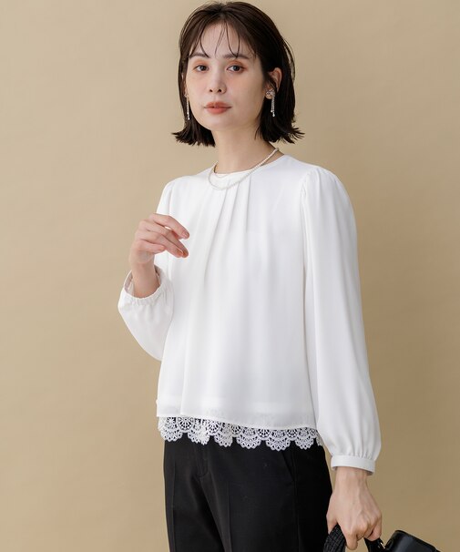 【WEB＆一部店舗限定】ジョーゼットシフォン 裾レースブラウス