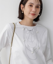 【WEB限定】トロンプルイユ パールネックレス 長袖Ｔシャツ