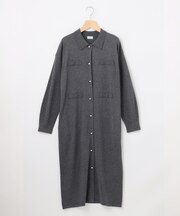 【WEB限定】アラインニット 襟付きワンピース