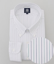 【KING SIZE】【PREMIUM PLEATS / 形態安定】スーピマコットンパナマストライプ ドレスシャツ / B.D.