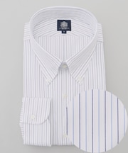 【KING SIZE】【PREMIUM PLEATS / 形態安定】スーピマコットンパナマストライプ ドレスシャツ / B.D.
