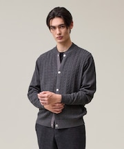 羽織るだけで整う大人の品格【ストレッチ / イージーケア】【FLEX YARN】ケーブルニット ブルゾンライク カーディガン