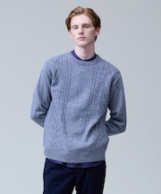 ウール×カシミヤの上質素材【Cash Lamb's Wool】ケーブルクルーネック ニット_25年モデル