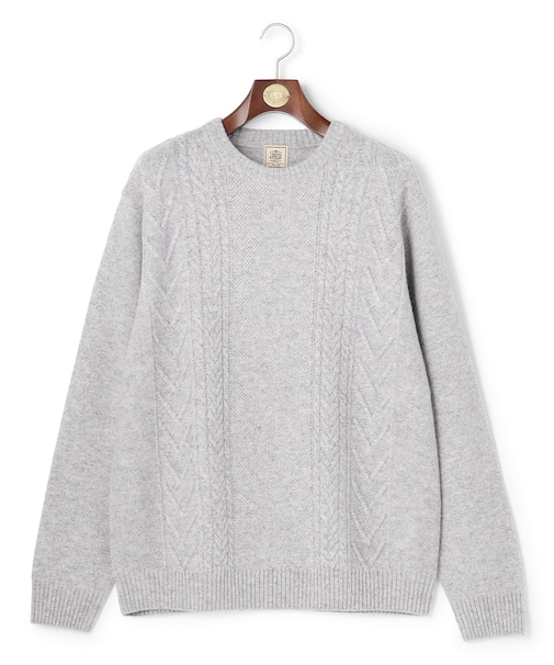 【KING SIZE】【Cash Lamb's Wool】ケーブルクルーネック ニット_25年モデル