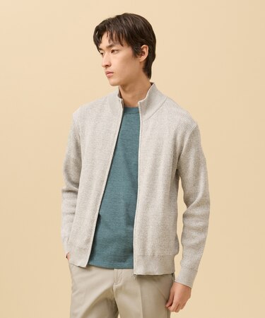 【麻のように涼しい】ギマコットンフルジップ カーディガン