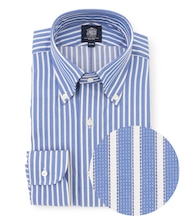【26年春夏シーズン柄】【PREMIUM PLEATS / 形態安定】スーピマコットンパナマストライプ シャツ / B.D.