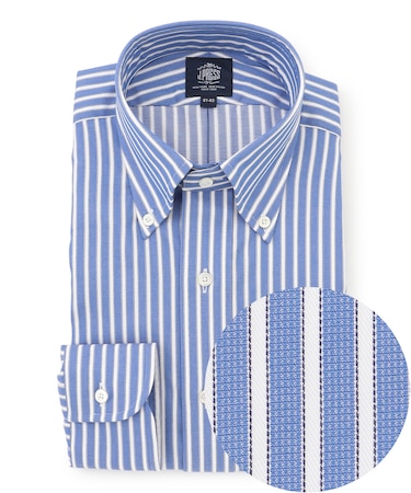 【26年春夏シーズン柄】【PREMIUM PLEATS / 形態安定】スーピマコットンパナマストライプ シャツ / B.D.