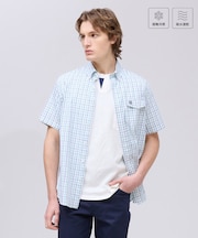 ひんやりで品あり【吸水速乾 / 接触冷感 / 高通気性】Aero Weave クールマックスサッカー チェック シャツ / B.D.