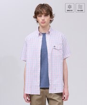 ひんやりで品あり【吸水速乾 / 接触冷感 / 高通気性】Aero Weave クールマックスサッカー チェック シャツ / B.D.