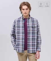 ひんやりで品あり【吸水速乾 / 接触冷感 / 高通気性】Aero Weave クールマックス サッカー 長袖シャツ / B.D.