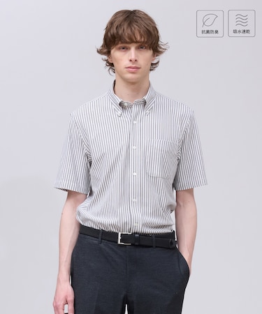【吸水速乾 / 抗菌防臭 / 遮熱 / 防シワ】【J.PRESS OXFORD JERSEY】カノコインレイ半袖 シャツ / B.D.