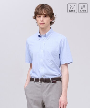 【吸水速乾 / 抗菌防臭 / 遮熱 / 防シワ】【J.PRESS OXFORD JERSEY】カノコインレイ半袖 シャツ / B.D.