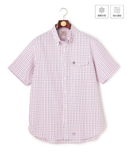 【KING SIZE 】【吸水速乾 / 接触冷感 / 高通気性】Aero Weave クールマックスサッカー チェック シャツ / B.D.