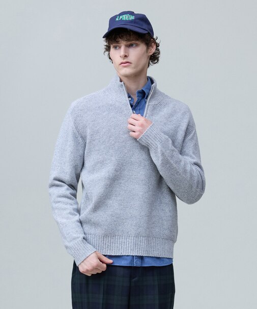 【Cash Lamb's Wool】ハーフジップ ニット_26年モデル