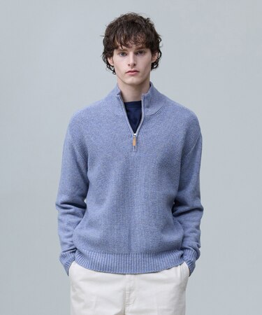 【Cash Lamb's Wool】ハーフジップ ニット_26年モデル
