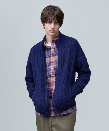 【Cash Lamb's Wool】ハイネックケーブル カーディガン_26年モデル