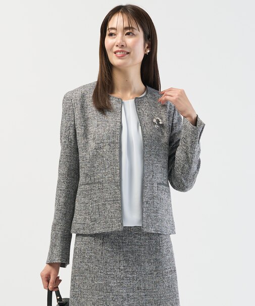 【セットアップ対応】Light Tweed ノーカラー ジャケット
