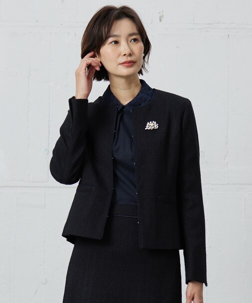 【セットアップ対応】Light Tweed ノーカラー ジャケット