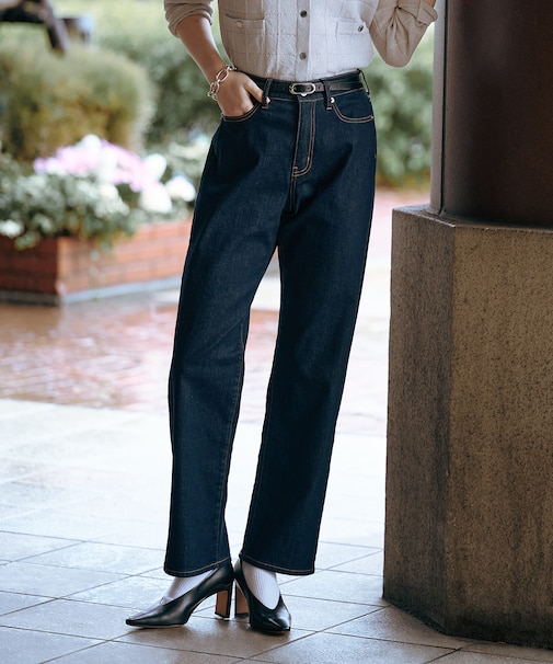 【洗える】BASIC STRETCH DENIM ボーイフィット パンツ