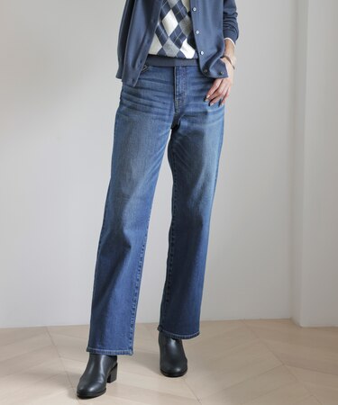【洗える】BASIC STRETCH DENIM ボーイフィット パンツ